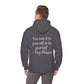 Hooded Sweatshirt with Cute Quirky Yoga Design - Life Happens Yoga Helps