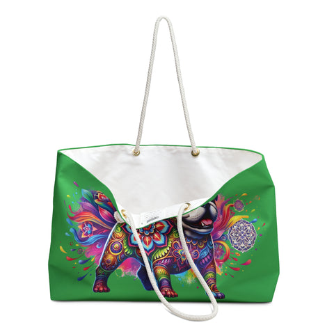 Weekender Bag - Colorful Bulldog Mandala Design