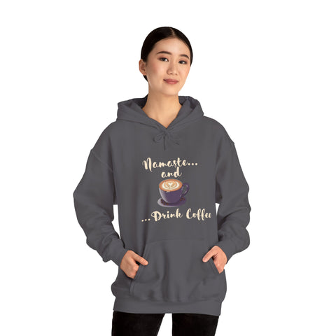 Namaste and Drink Coffee | Unisex Heavy Blend™ Hooded Sweatshirt
