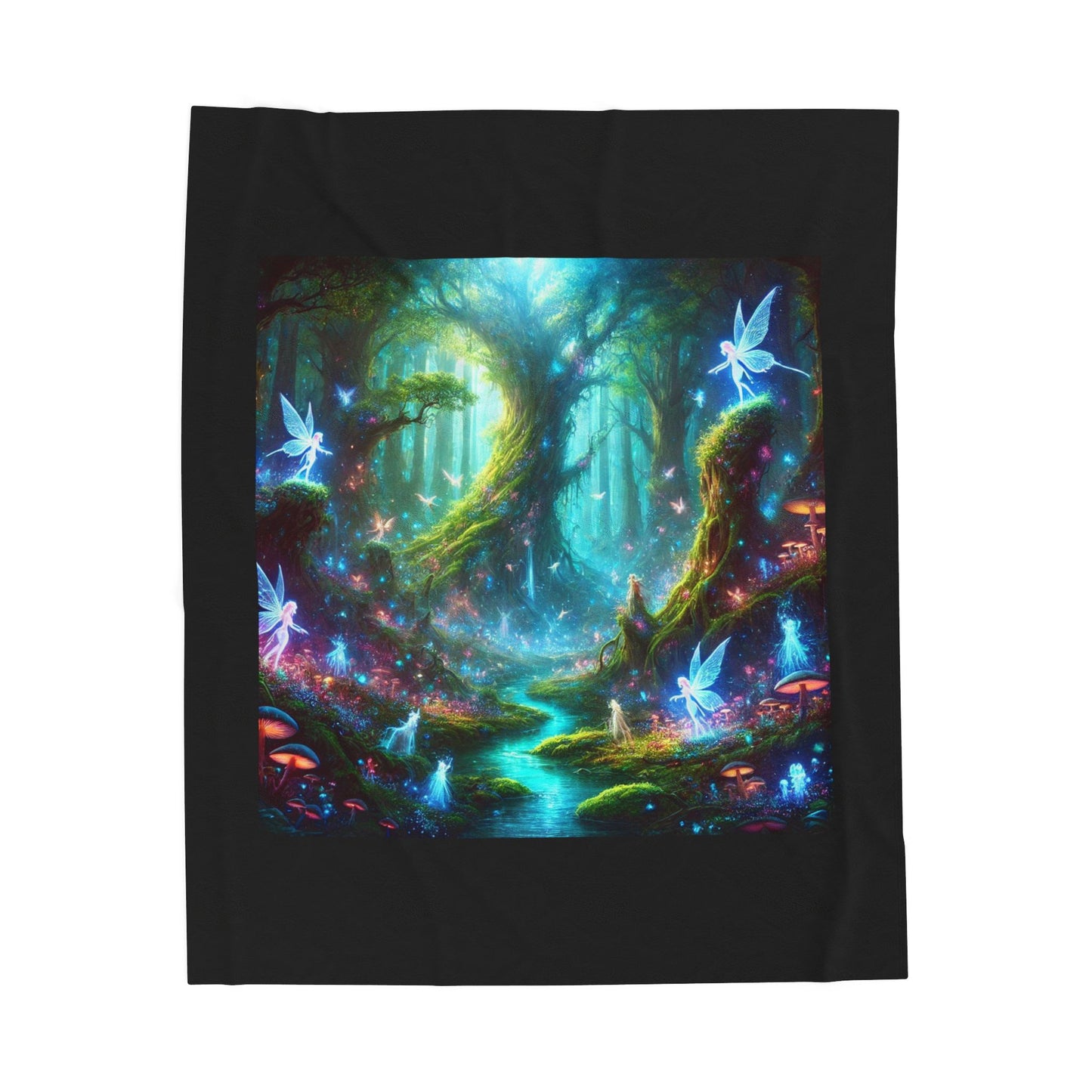 Velveteen Plush Blanket - Mystical Forest Fairies Design