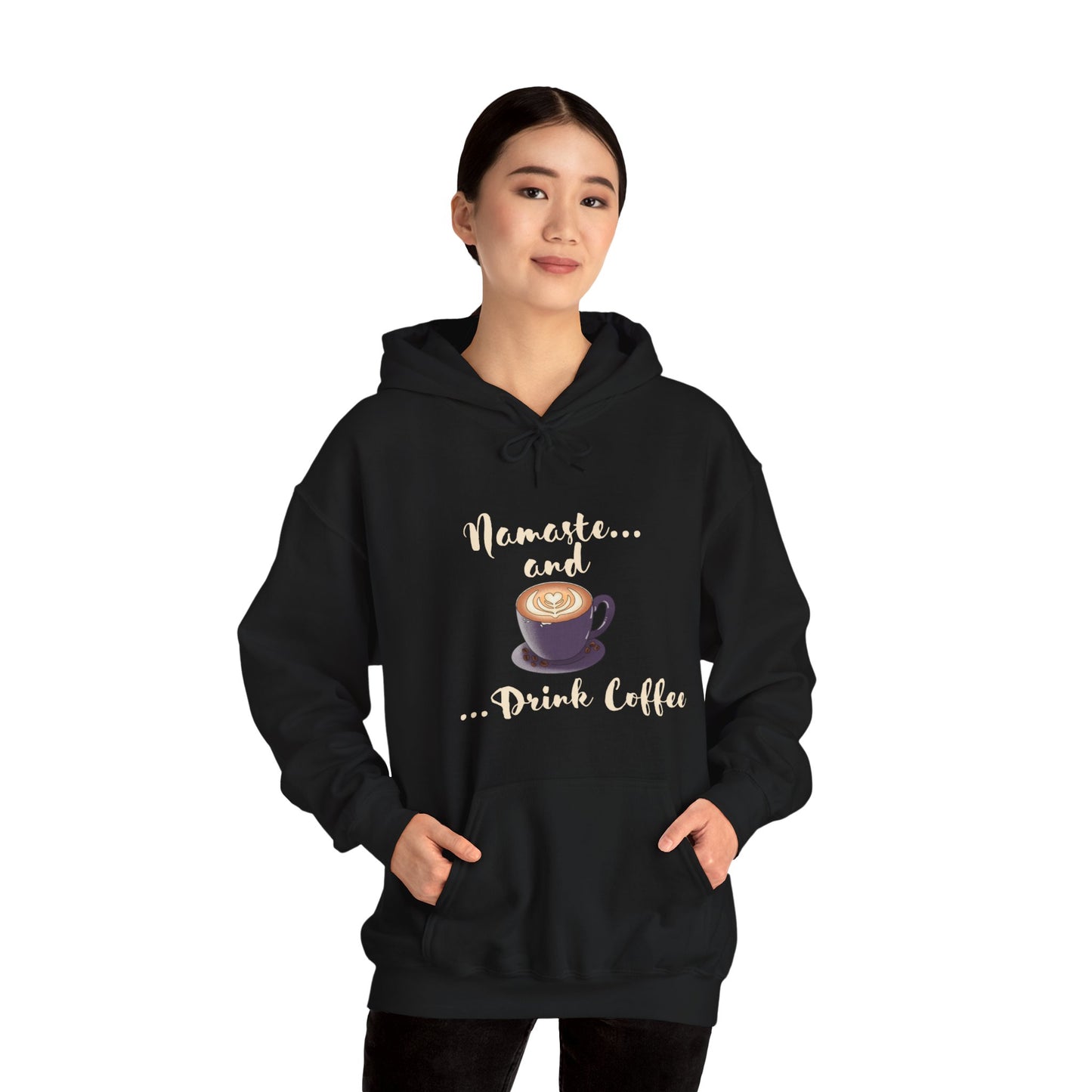 Namaste and Drink Coffee | Unisex Heavy Blend™ Hooded Sweatshirt