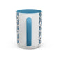 Blue "Floral" Accent Coffee Mug – Patterned Ceramic Tea Cup (11/15 oz)