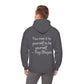Hooded Sweatshirt with Cute Quirky Yoga Design - Life Happens Yoga Helps