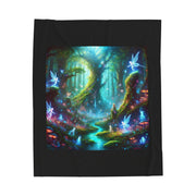 Velveteen Plush Blanket - Mystical Forest Fairies Design