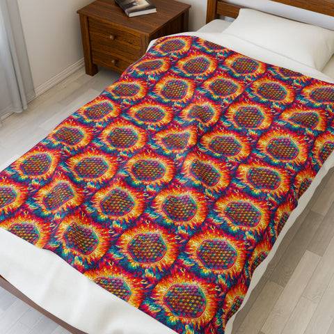 Metatron's Cube Velveteen Plush Blanket