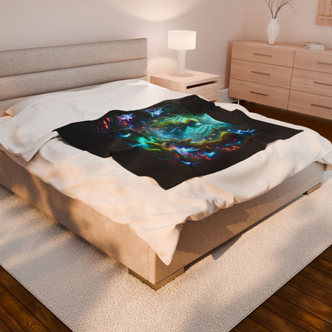 Velveteen Plush Blanket - Mystical Forest Fairies Design
