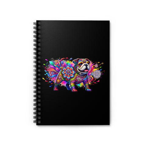 Colorful Mandal Bulldog Notebook - Spiral Notebook