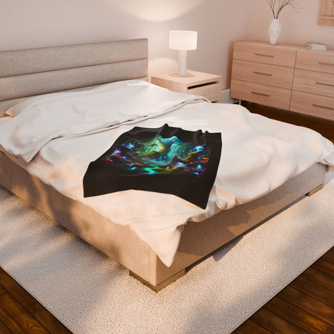 Velveteen Plush Blanket - Mystical Forest Fairies Design