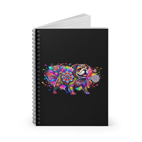 Colorful Mandal Bulldog Notebook - Spiral Notebook