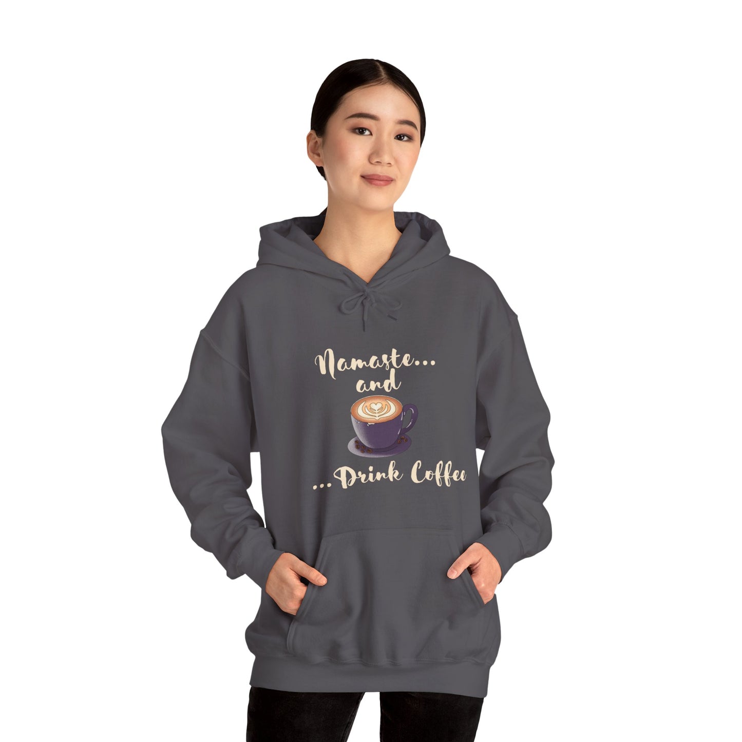 Namaste and Drink Coffee | Unisex Heavy Blend™ Hooded Sweatshirt