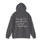Hooded Sweatshirt with Cute Quirky Yoga Design - Life Happens Yoga Helps