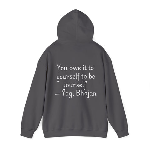 Hooded Sweatshirt with Cute Quirky Yoga Design - Life Happens Yoga Helps