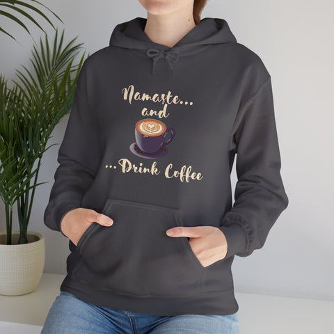 Namaste and Drink Coffee | Unisex Heavy Blend™ Hooded Sweatshirt