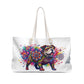 Geometric Flower with Cute Dog Weekender Bag