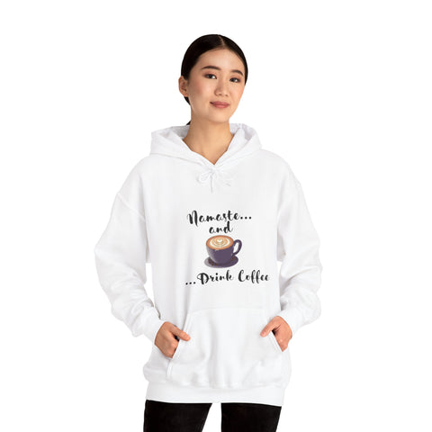 Namaste and Drink Coffee | Unisex Heavy Blend™ Hooded Sweatshirt