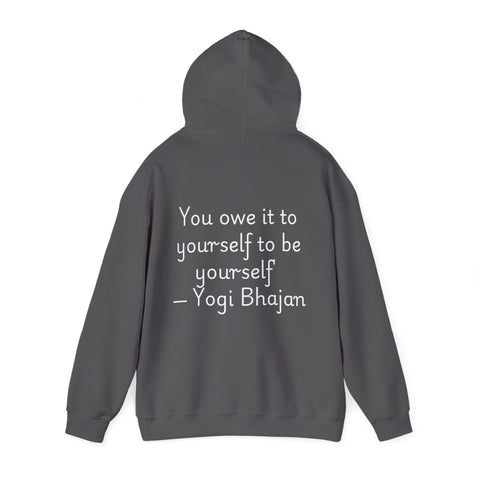 Hooded Sweatshirt with Cute Quirky Yoga Design - Life Happens Yoga Helps