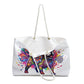 Geometric Flower with Cute Dog Weekender Bag