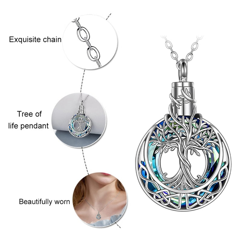 Stunning Tree Of Life With Crescent Moon Pendant Necklace