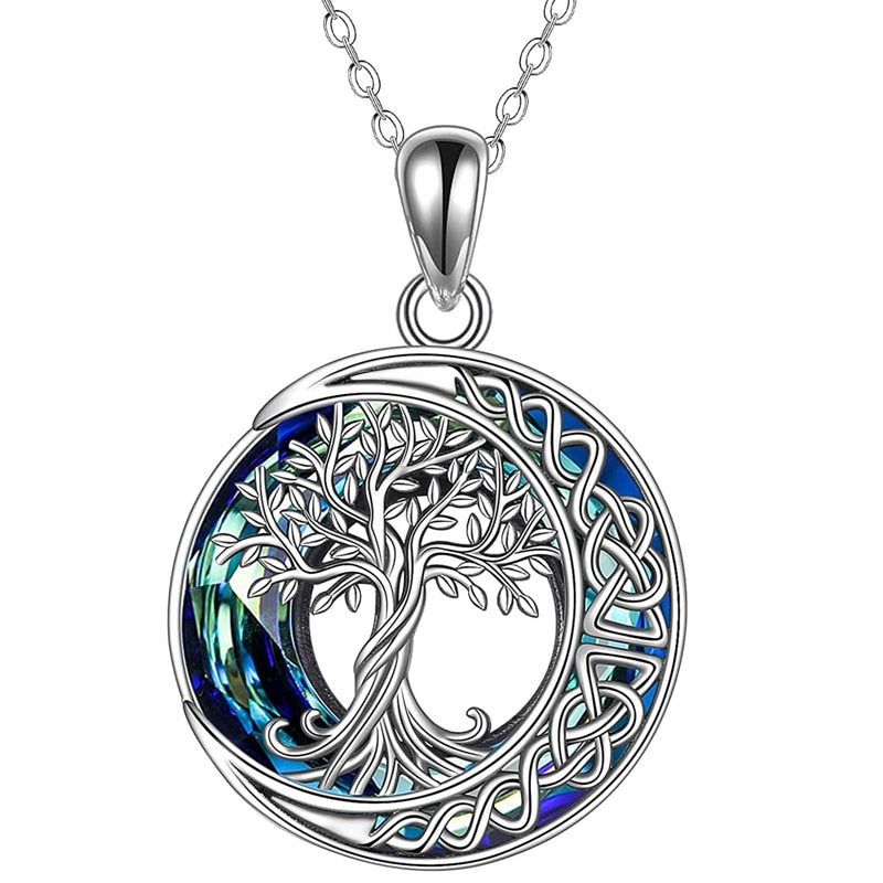 Stunning Tree Of Life With Crescent Moon Pendant Necklace