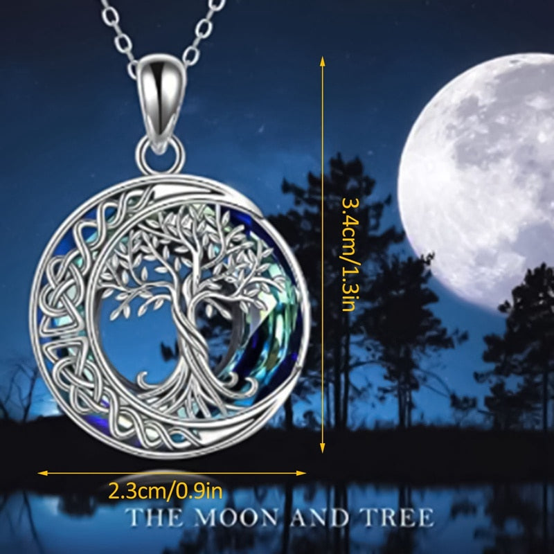 Stunning Tree Of Life With Crescent Moon Pendant Necklace