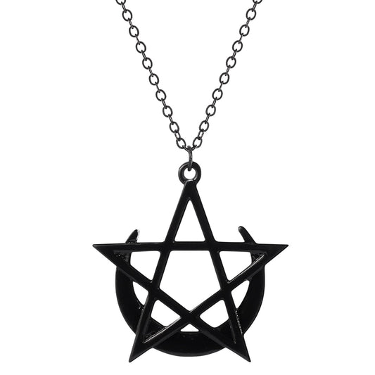 Gothic Moon Goddess Pentagram Necklace