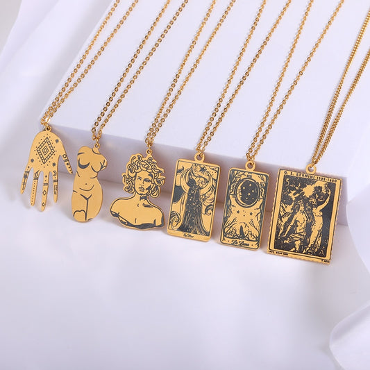 Choice of Various Arcana Tarot Cards, Medusa, The Female Form and Palmistry Pendant Necklaces