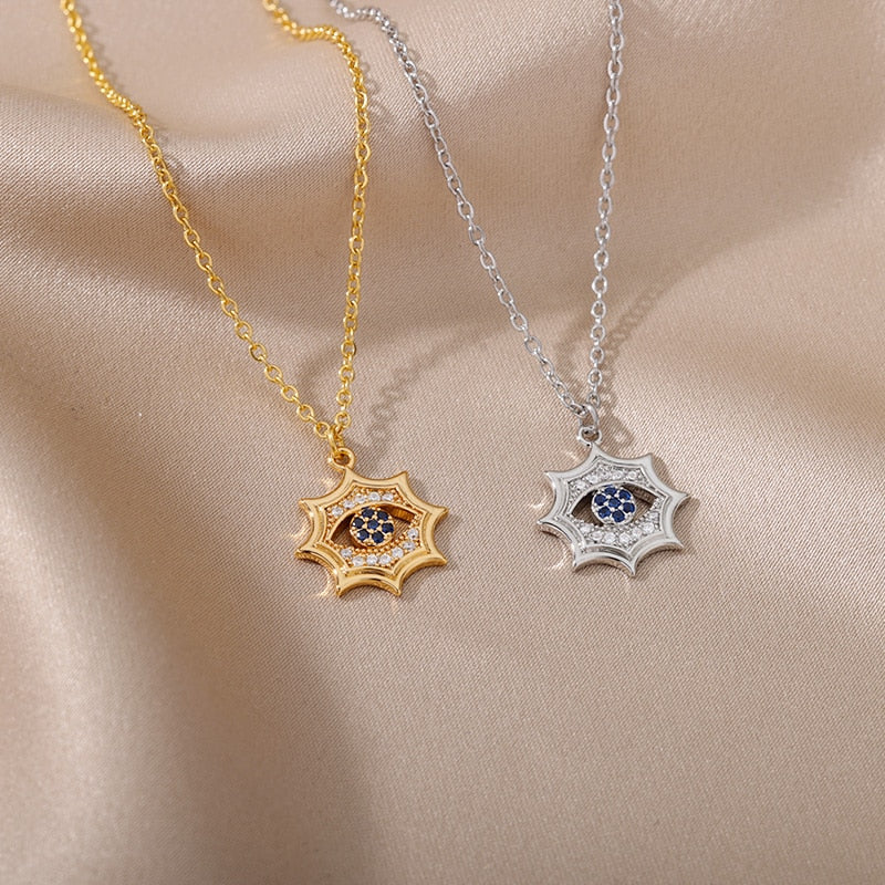 Radiant Jeweled All Seeing Eye or Third Eye Necklace
