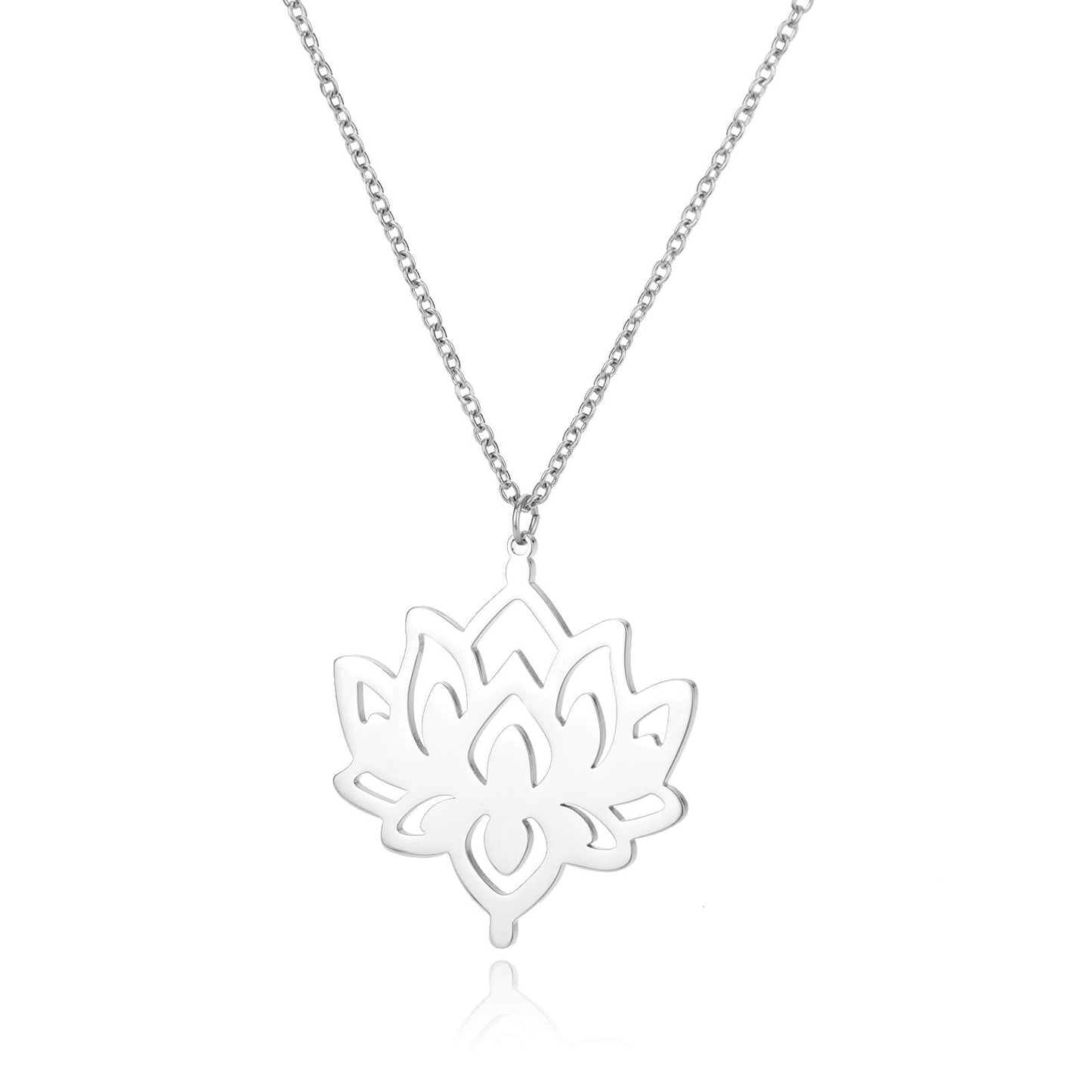 Radiant Hollow Lotus Flower Pendant Necklace