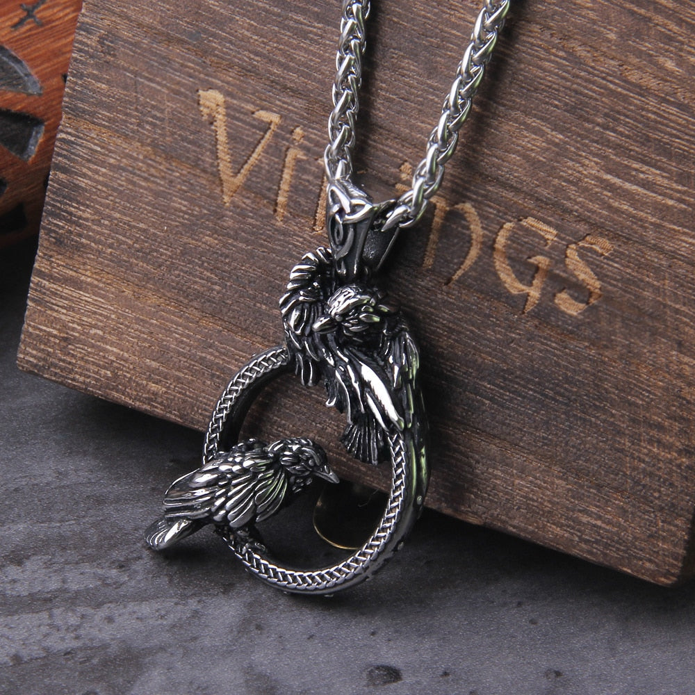 Odin's Ravens  Huginn and Muninn Pendant Necklace