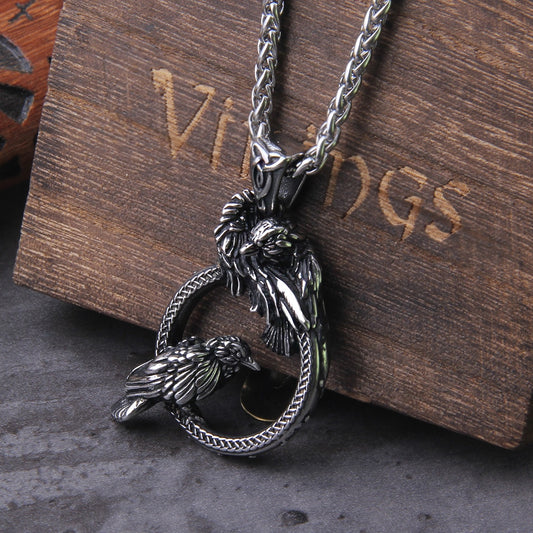 Odin's Ravens  Huginn and Muninn Pendant Necklace