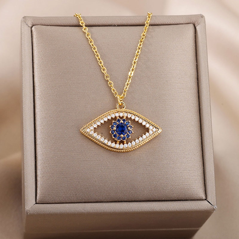 Radiant Jeweled All Seeing Eye or Third Eye Necklace