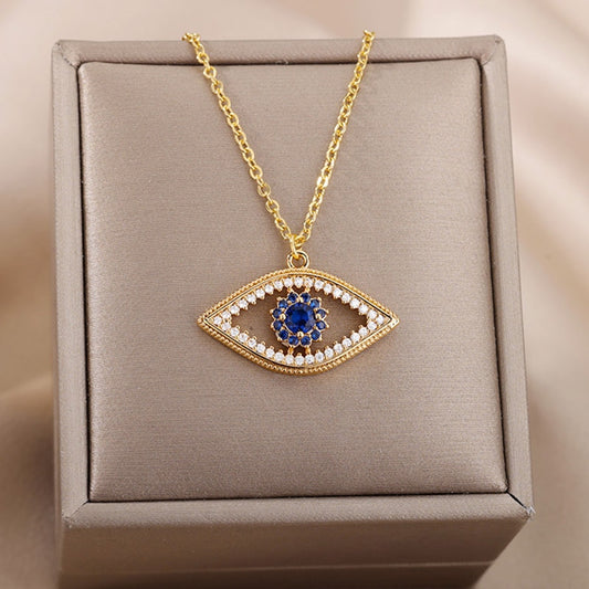 Radiant Jeweled All Seeing Eye or Third Eye Necklace