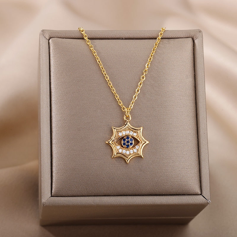 Radiant Jeweled All Seeing Eye or Third Eye Necklace