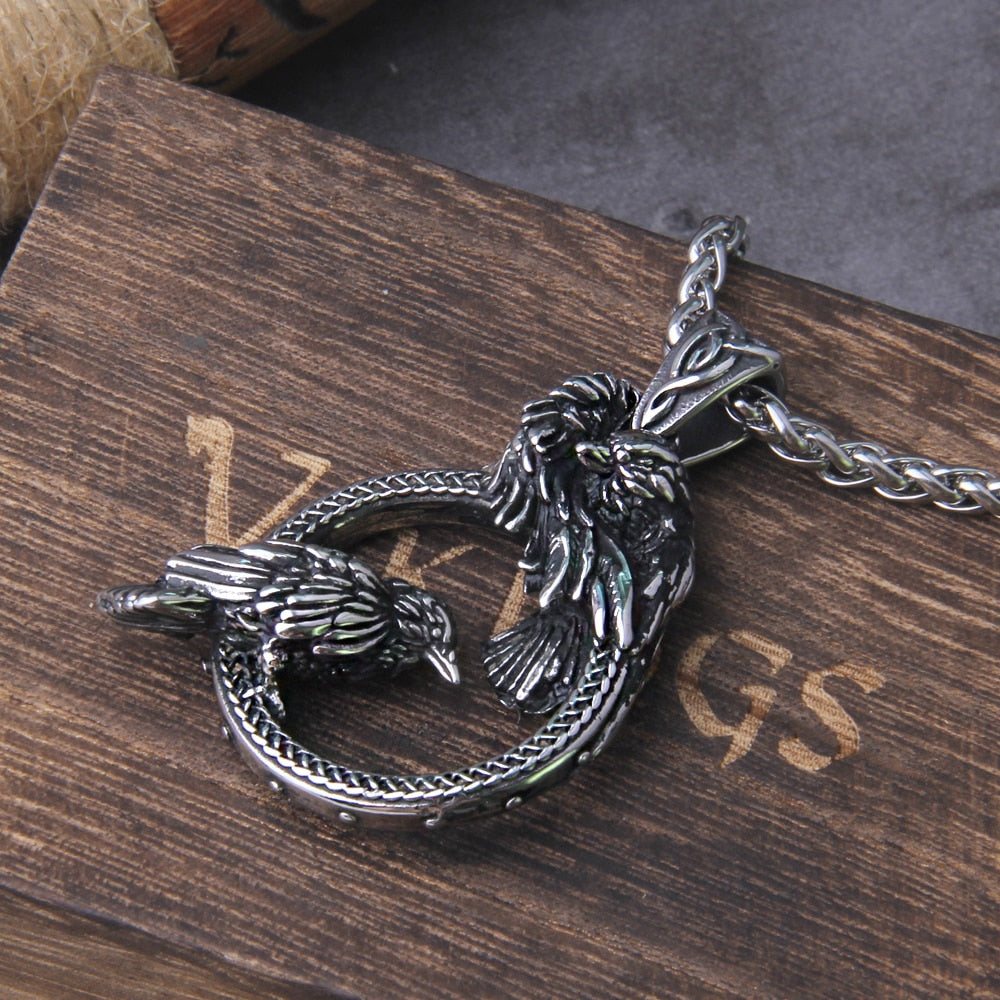 Odin's Ravens  Huginn and Muninn Pendant Necklace
