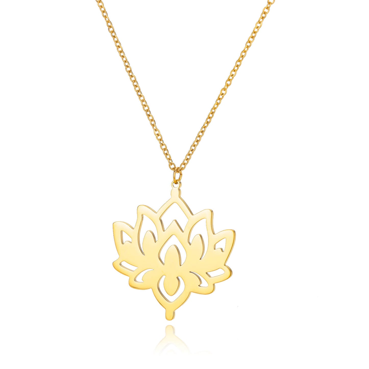 Radiant Hollow Lotus Flower Pendant Necklace