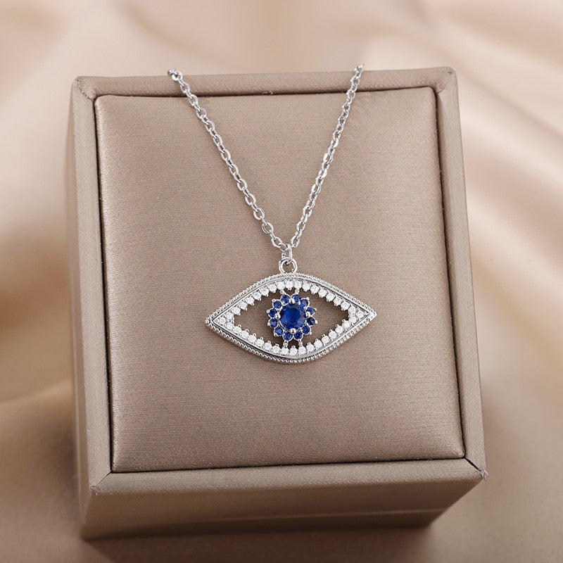 Radiant Jeweled All Seeing Eye or Third Eye Necklace