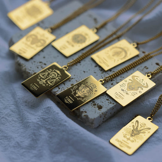 Striking Engraved Zodiac Pendant Necklace