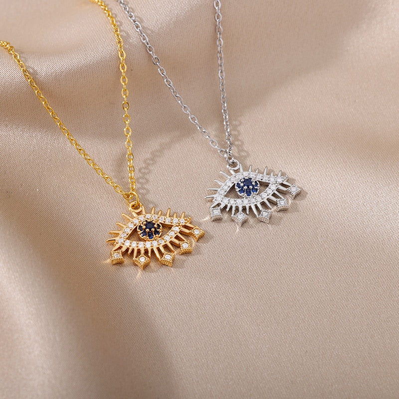 Radiant Jeweled All Seeing Eye or Third Eye Necklace