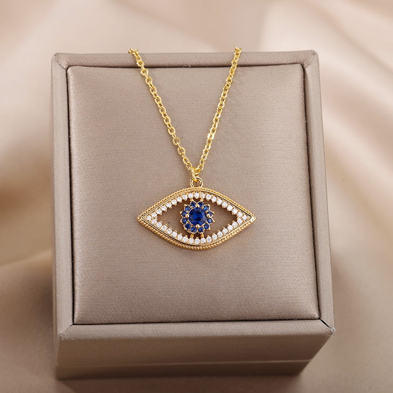 Radiant Jeweled All Seeing Eye or Third Eye Necklace