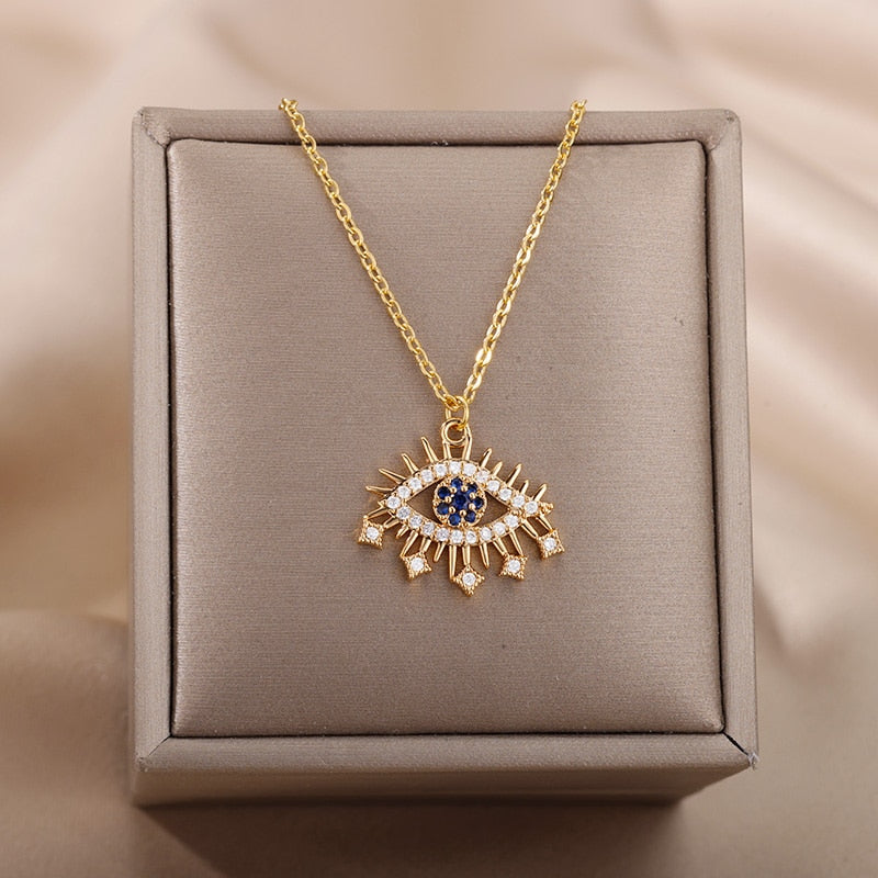 Radiant Jeweled All Seeing Eye or Third Eye Necklace