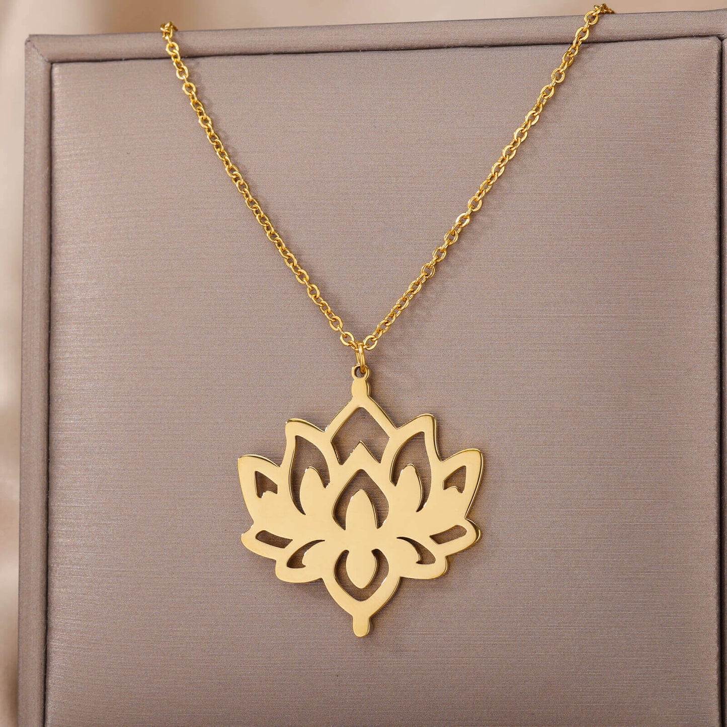Radiant Hollow Lotus Flower Pendant Necklace