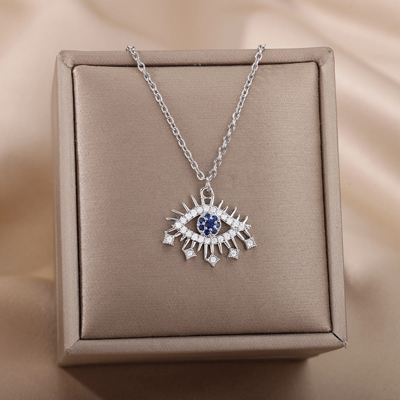 Radiant Jeweled All Seeing Eye or Third Eye Necklace